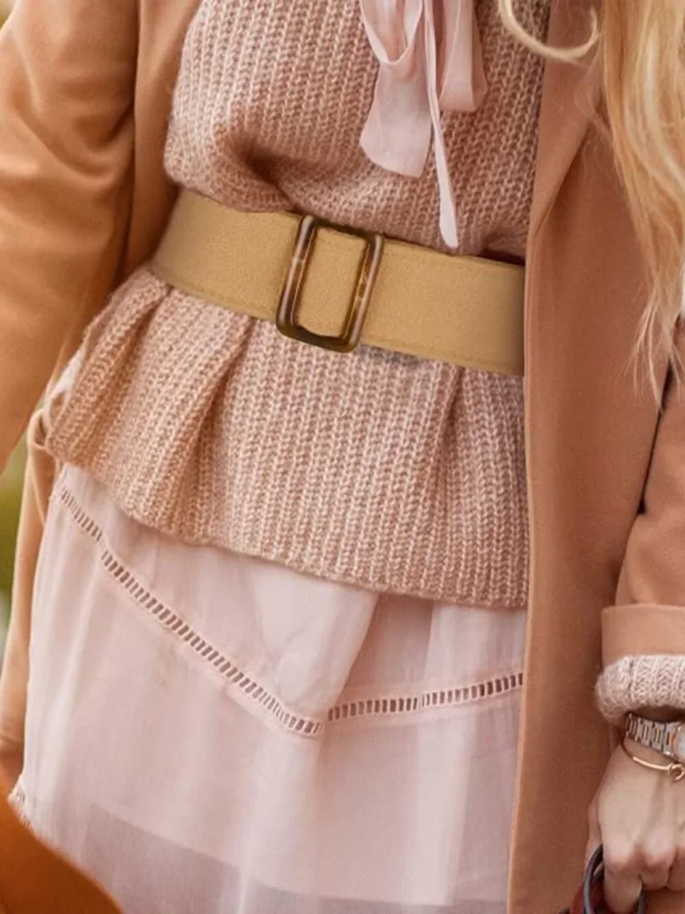 2-Piece Wool Trench Coat Belt Set – Black & Camel Replacement Sash Waist Belts